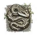 ball python snake with vegetation tattoo design idea