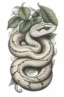 small ball python snake, simple position, with that goes around the arm vegetation tattoo design idea