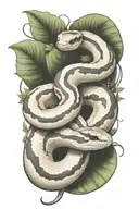 small ball python snake, simple position, with that goes around the arm vegetation tattoo design idea