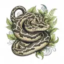small ball python snake with vegetation tattoo design idea