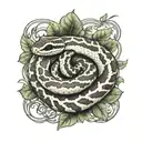 small ball python snake with vegetation tattoo design idea