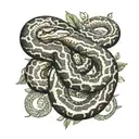 small ball python snake with vegetation tattoo design idea