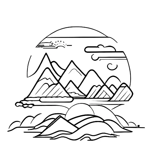 mountain beach globe  tattoo design idea