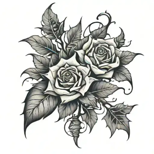 thorns, misery in waking hours, burgundy tattoo design idea