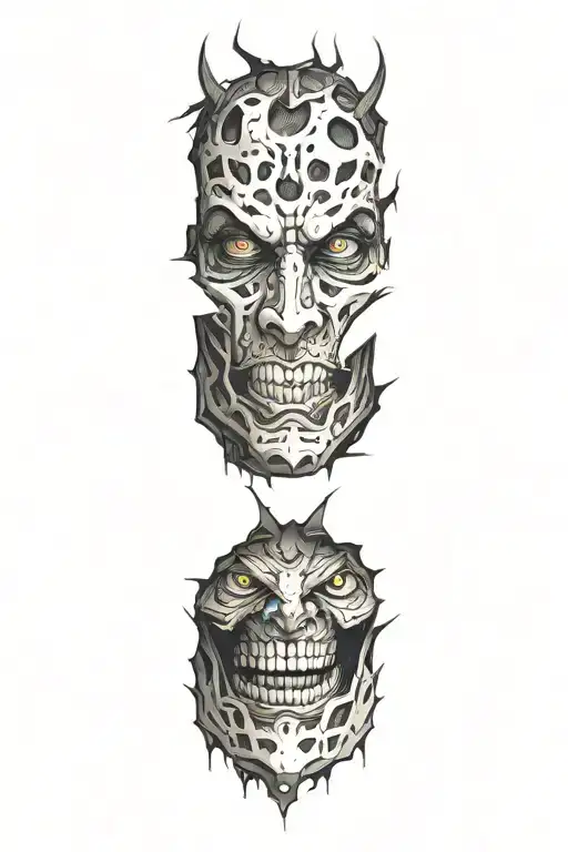demon face torn apart tattoo design idea