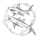 shark hula dancer tattoo design idea