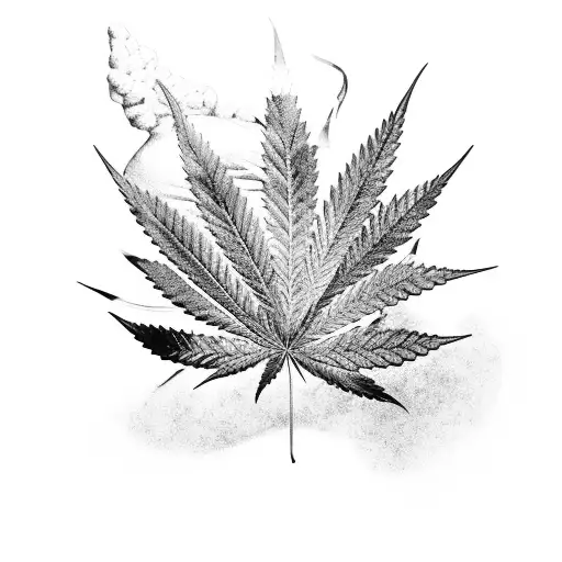 A black-grey tattoo of a bottle of wine and a marijuana leaf intertwined, symbolizing your passion for alcohol and weed. tattoo design idea