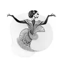 A mesmerizing dotwork tattoo featuring the silhouette of a flamenco dancer, capturing the passion and elegance of Spanish music and culture. tattoo design idea