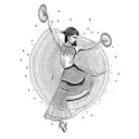 A mesmerizing dotwork tattoo featuring the silhouette of a flamenco dancer, capturing the passion and elegance of Spanish music and culture. tattoo design idea