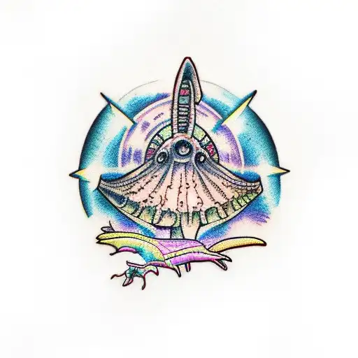 aliens abducting dinosaurs  tattoo design idea