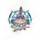 aliens abducting dinosaurs  tattoo design idea