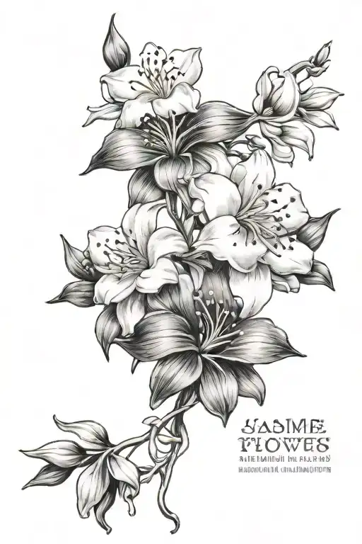 jasmine flowers intertwined and a quote 'god gives his toughest battles to his strongest soldiers'  tattoo design idea