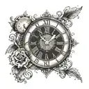 latin numbers clock with text Tempus omnia sed memorias privat tattoo design idea