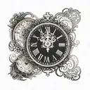 latin numbers clock with text Tempus omnia sed memorias privat tattoo design idea