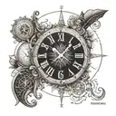 latin numbers clock with text Tempus omnia sed memorias privat tattoo design idea