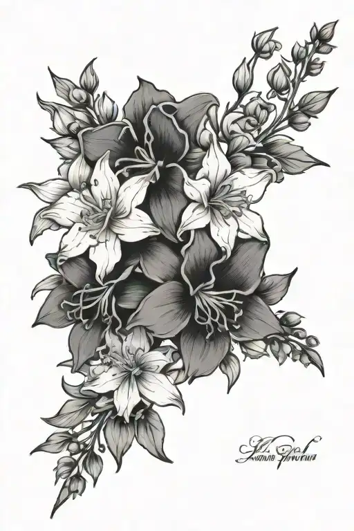 larkspur flowers intertwined  tattoo design idea