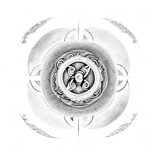 A yin yang symbol with Sanskrit for breathe incorporated into the design tattoo design idea