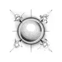 Billiard ball eight flying on fire tattoo design idea