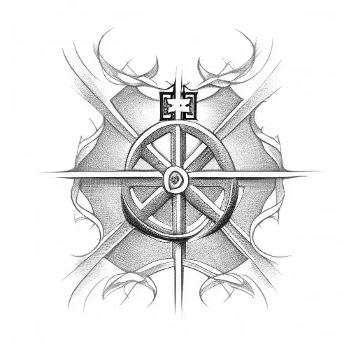 catholic cross and wings  tattoo design idea