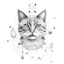 space cat tattoo design idea