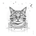 space cat tattoo design idea