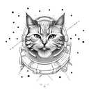 space cat tattoo design idea