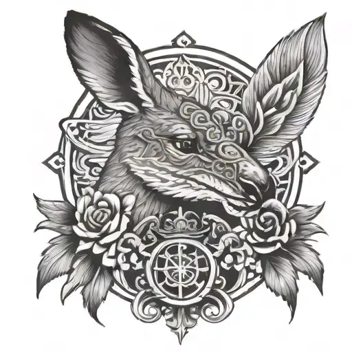 Design a tattoo featuring a kangaroo and a German eagle together to symbolize the fusion of your heritage and current home tattoo design idea