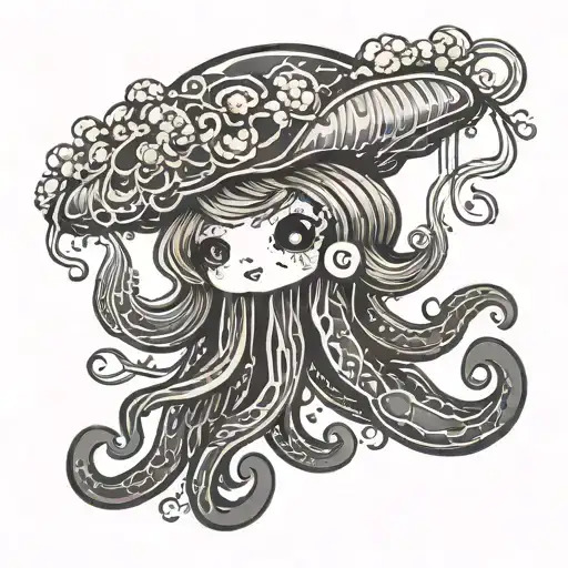 mischievous michiko the jellyfish tattoo design idea