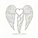 five hearts with one heart having angel wings made tattoo design idea