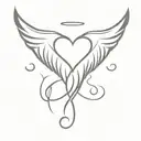 five hearts with one heart having angel wings made tattoo design idea