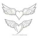 five hearts with one heart having angel wings made tattoo design idea