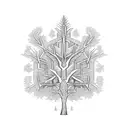 A mystical tree of old with intricate patterns representing the 12 main religions tattoo design idea