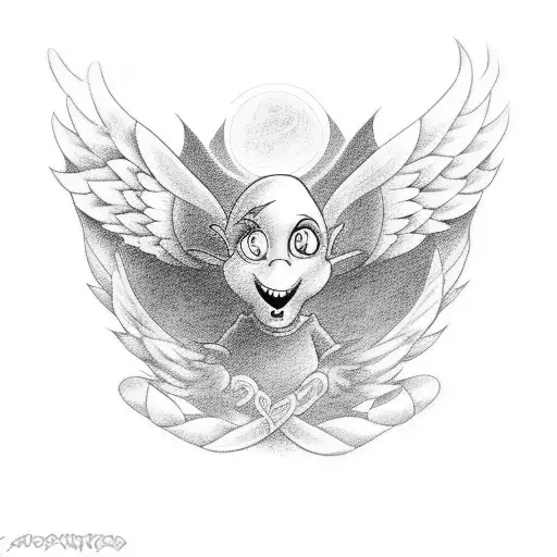 courage the cowardly dog with angel wings  tattoo design idea