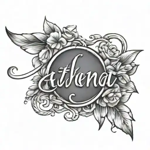 Name "Athena" in pretty writing  tattoo design idea