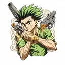 hunter x hunter gon with a pistol  tattoo design idea
