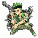 hunter x hunter gon with a pistol  tattoo design idea