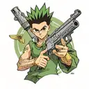 hunter x hunter gon with a pistol  tattoo design idea