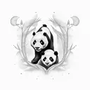 big panda with mommy bear and two little monkeys tattoo design idea