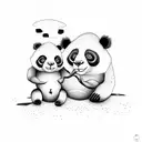 big panda with mommy bear and two little monkeys tattoo design idea