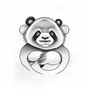 big panda with mommy bear and two little monkeys tattoo design idea