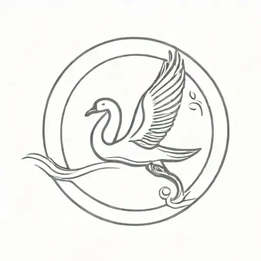 flying swan inside circle  tattoo design idea