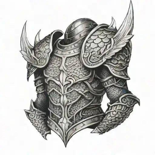 viking armor including chain mail made of dragon scales tattoo design idea