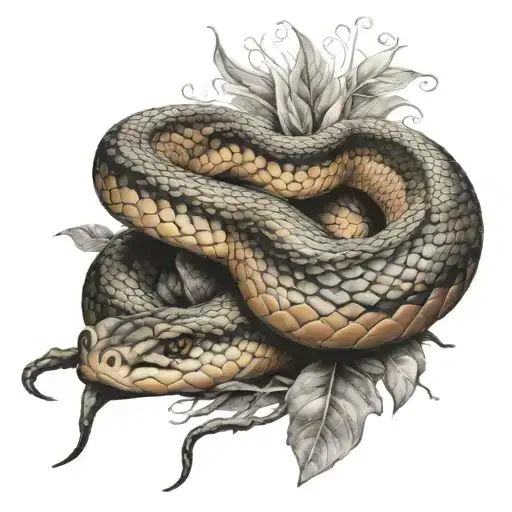 copperhead snake wrapped tattoo design idea