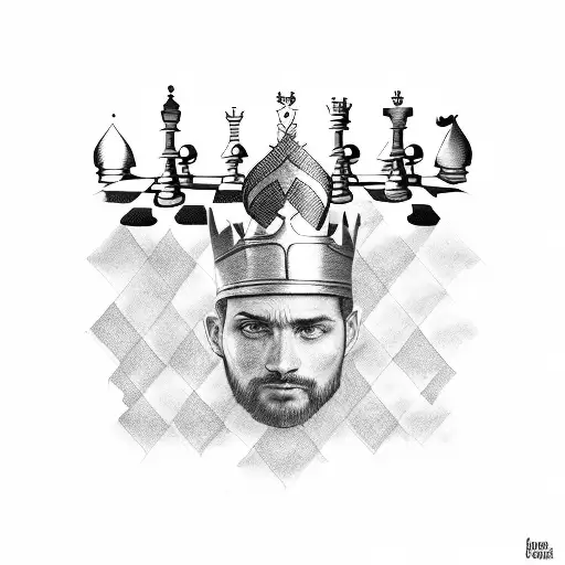 chess king and queen tattoo design idea