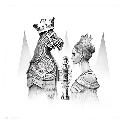 chess king and queen tattoo design idea