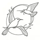 2 mockingbirds flying together tattoo design idea