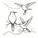 2 mockingbirds flying together tattoo design idea