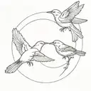 2 mockingbirds flying together tattoo design idea