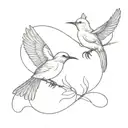 2 mockingbirds flying together tattoo design idea