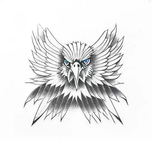 eagle with it's wings out facing forward tattoo design idea